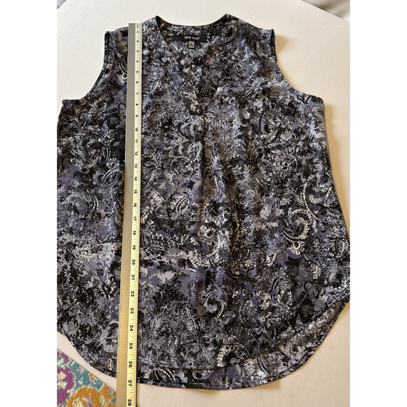 Nine West Women's S Whimsigoth V Neck Sleeveless Blouse Black Purple Floral Boho - Picture 8 of 9